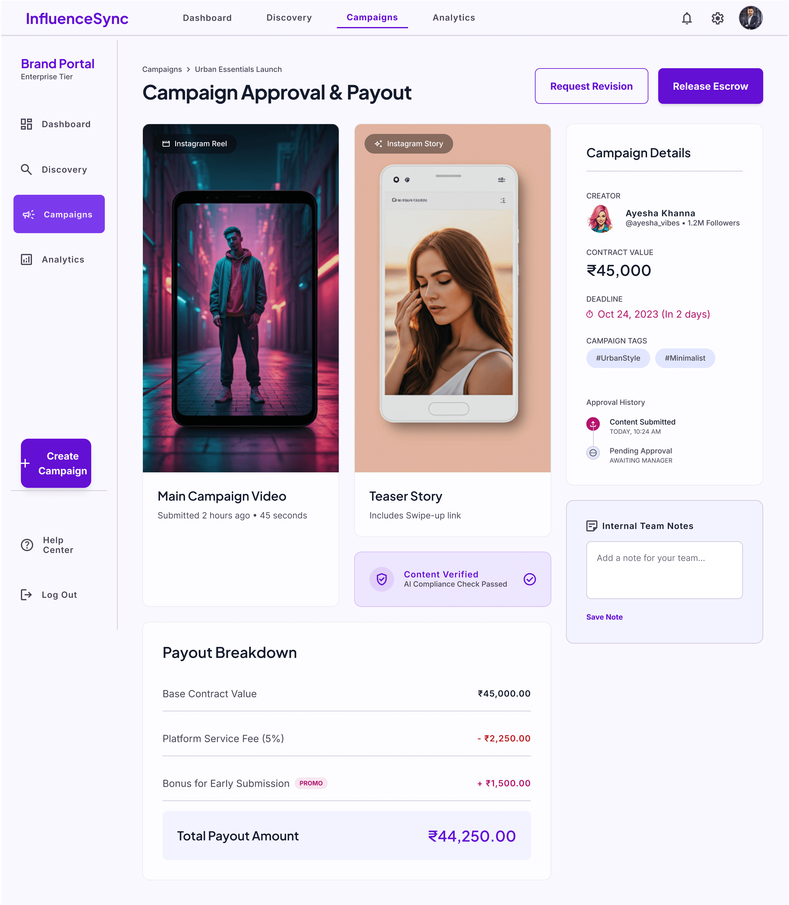 Campaign Approval & Payout